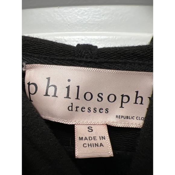 Philosophy Women’s Sleeveless Stretch Hooded Pullover Mini Dress Size S Black‎ - Picture 2 of 3